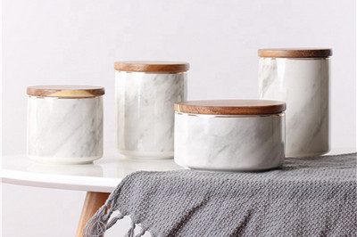 Fancy empty ceramic candle jars with lids hot sale (5)