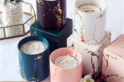 Wholesale marbling pattern empty ceramic candle vessel (3)