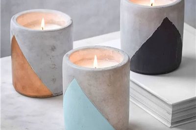 Custom color printed cylinder grey cement candle jar (2)