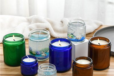 Custom empty glass candle containers with metal lids (3)