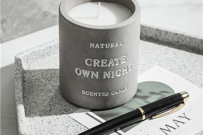 Custom unique cement candle jar with logo engraved (4)