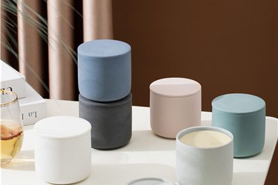 Cylinder decoration matte empty ceramic candle jar (1)