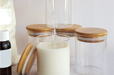 Empty transparent borosilicate glass round candle vessels (1)