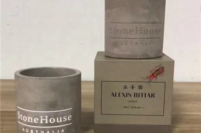 Good quality concrete engraved logo cement candle containers (2)