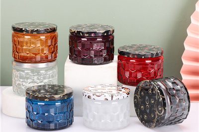 Luxury glass frosted candle jars with lid (6)