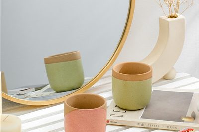 Unique modern matte glazed printed ceramic candle jar (1)