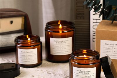 Vintage luxury wide mouth amber glass candle container (4)