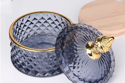 Wholesale amber colored glass candle jar with lid (4)