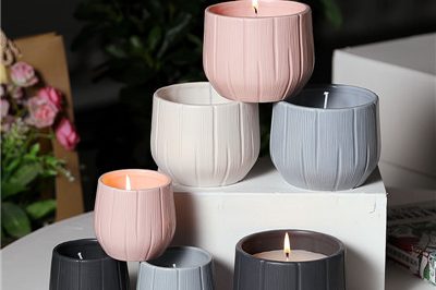 Wholesale color ceramic home decor geometric candles jar (2)