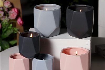 Wholesale color ceramic home decor geometric candles jar (3)
