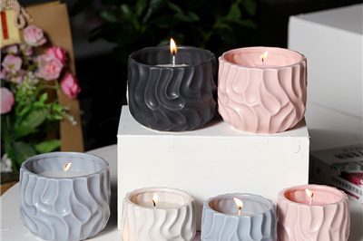 Wholesale color ceramic home decor geometric candles jar (4)