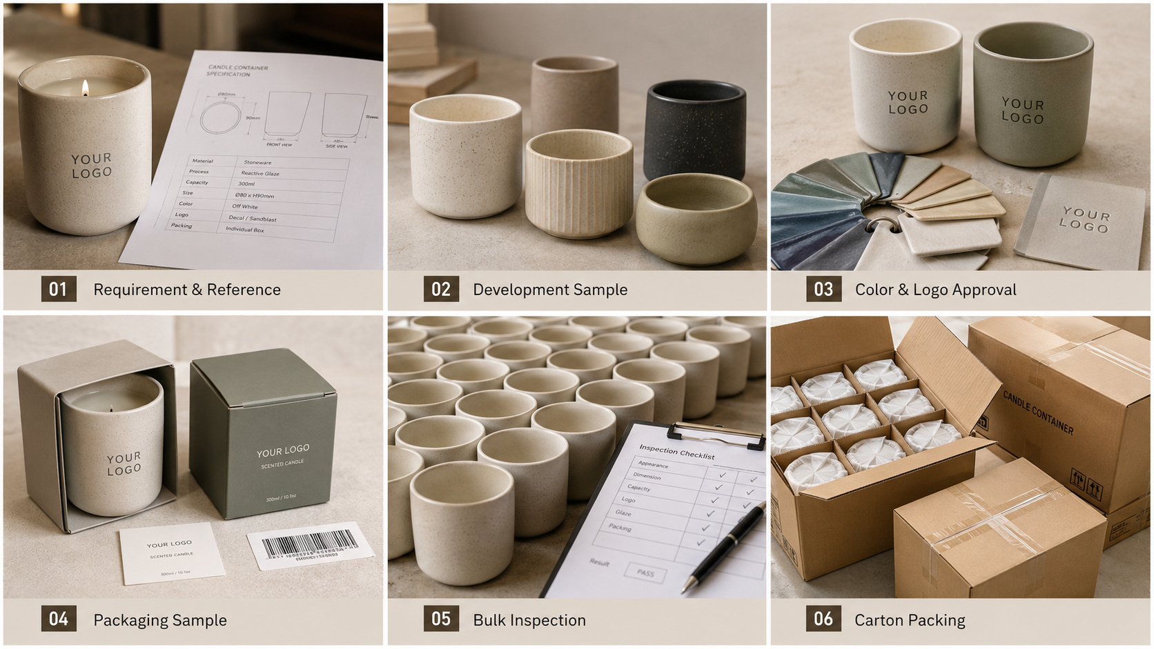 Candle container OEM development from reference sample to bulk packing
