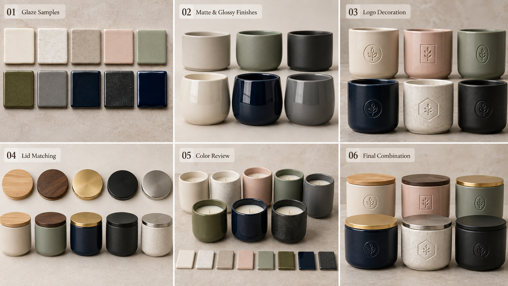 Candle container color, logo and lid customization steps