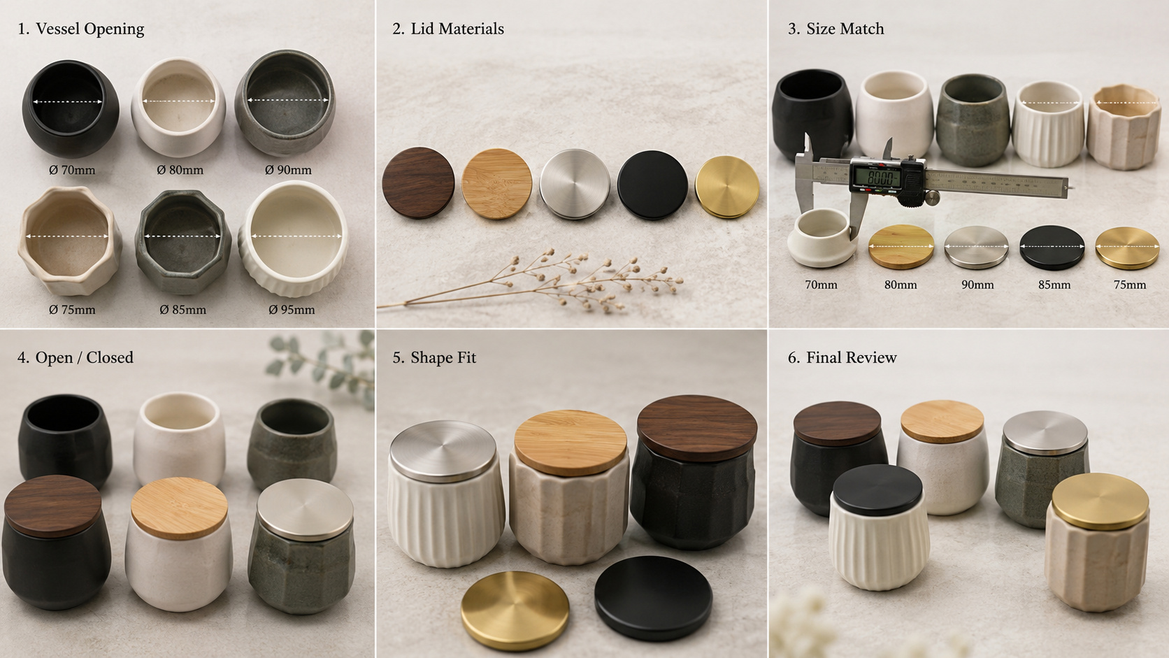 Candle vessel lid selection and fit matching process