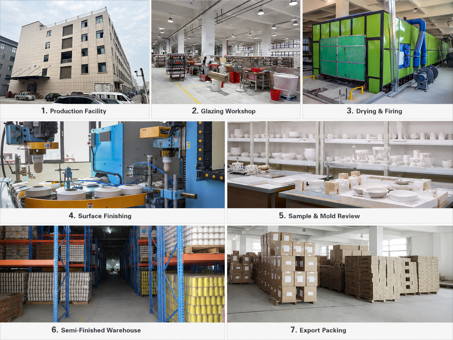 Ceramic candle container production facility, finishing, storage and export packing