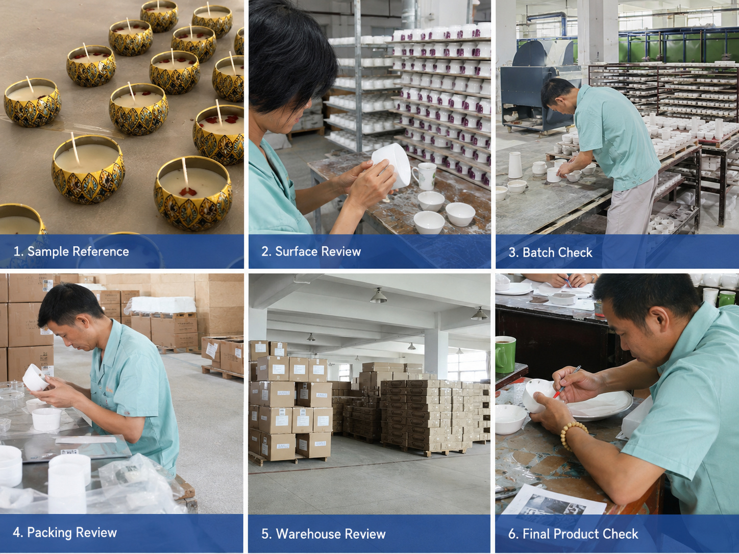 Ceramic candle vessel dimensional and final inspection process