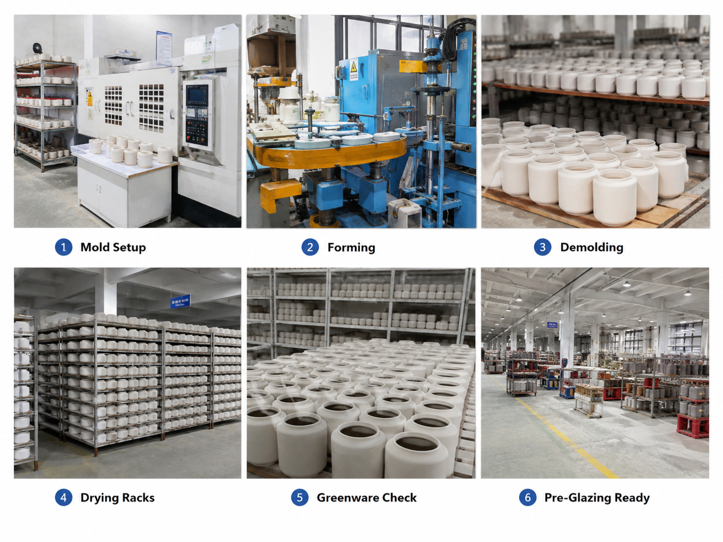 Ceramic candle vessel drying and greenware inspection process