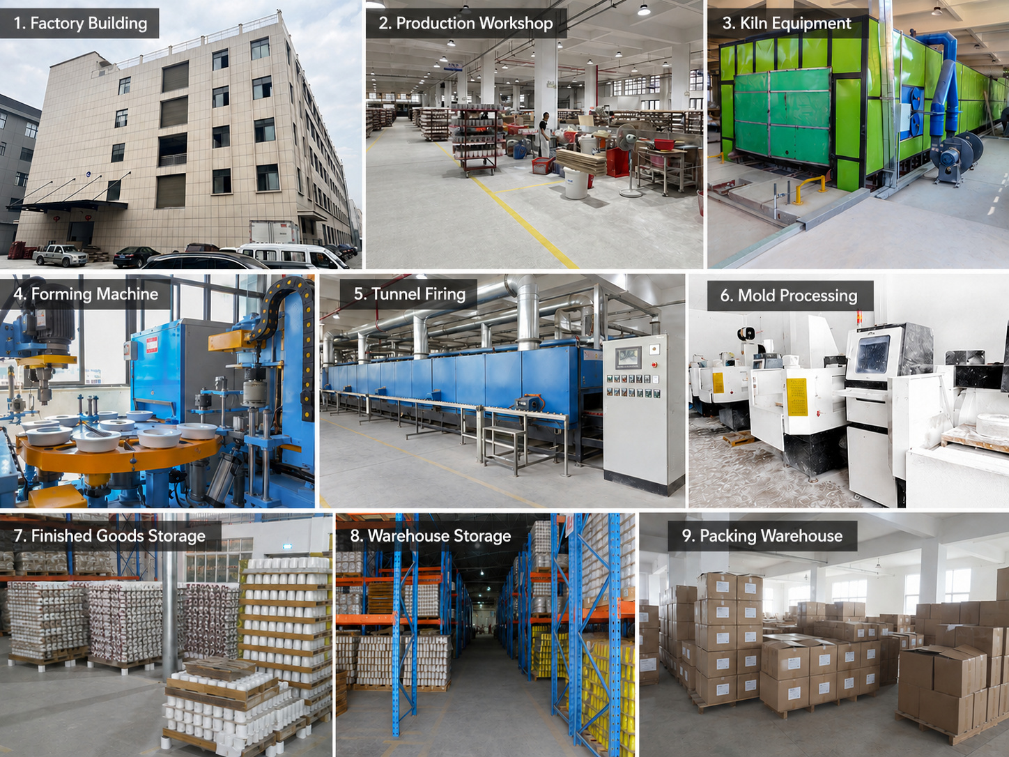 Ceramic candle vessel factory manufacturing and warehouse overview