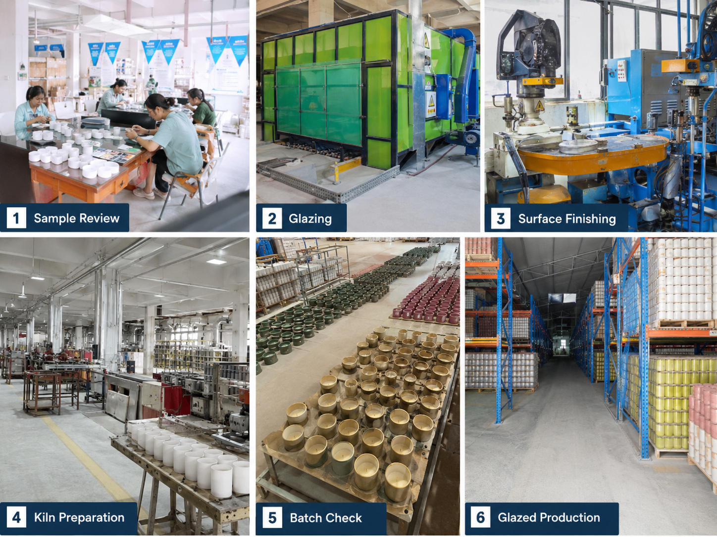 Ceramic candle vessel glazing and surface finish inspection process