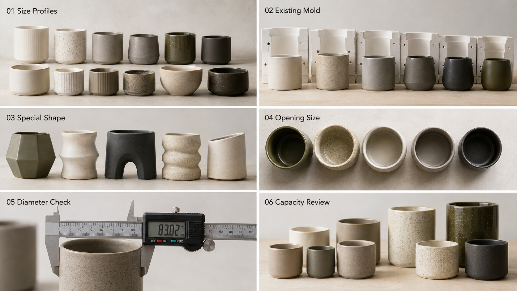 Custom ceramic candle container size and profile development