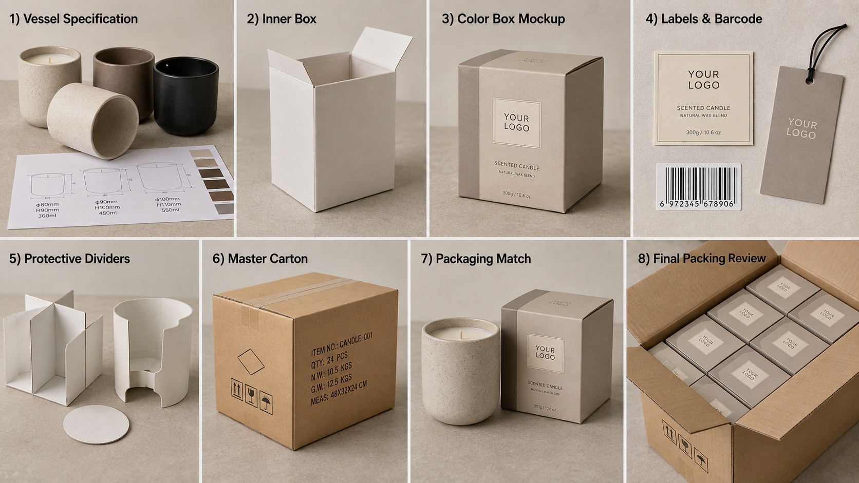 Private label candle container packaging development process
